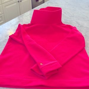 Dudley Stephens Park Slope Turtleneck (Size Medium) Vello Fleece in Neon Pink
